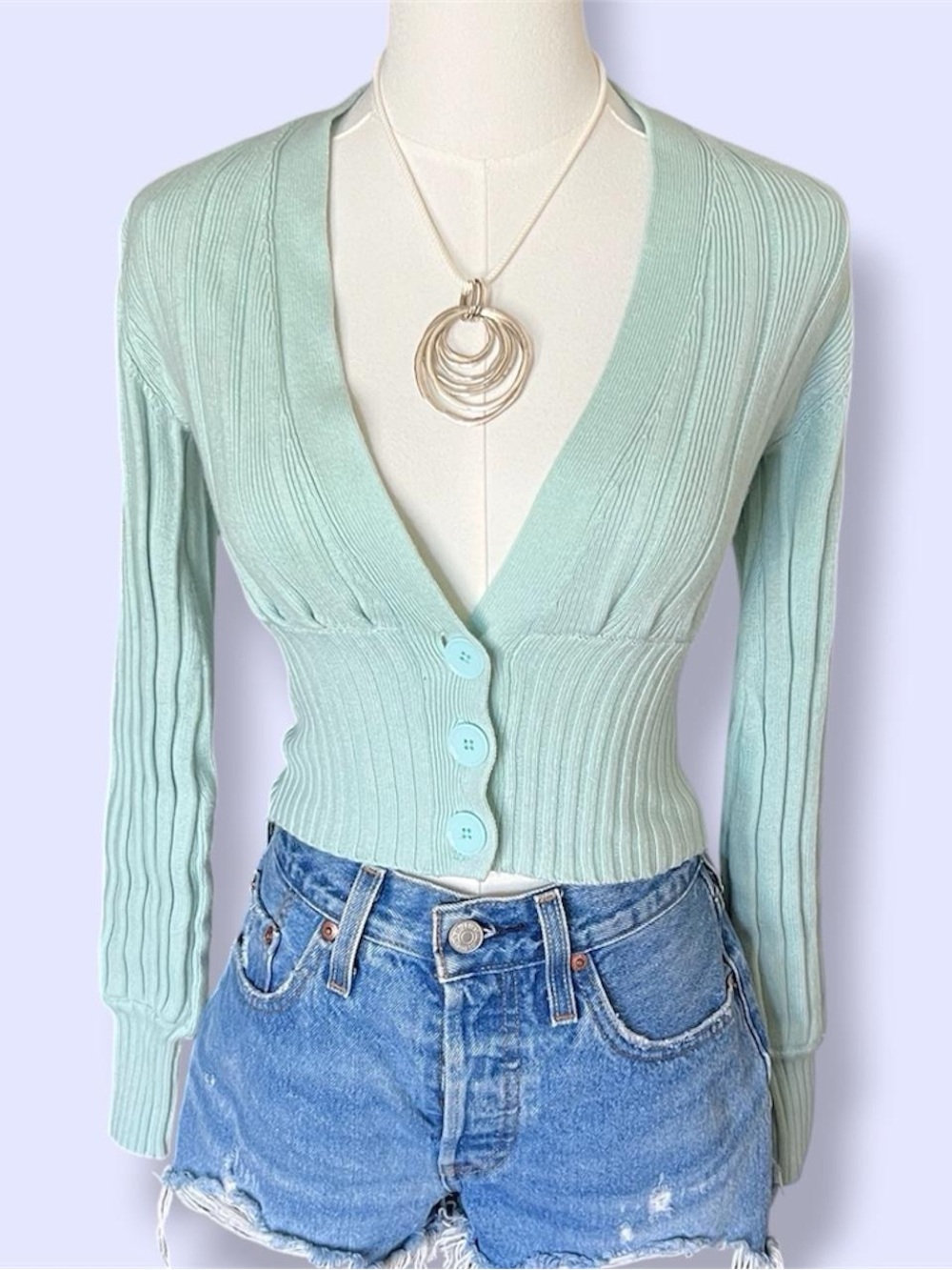 Aritzia Wilfred Plunge Front Cardigan in Subtle Mint 🍃 size XXS